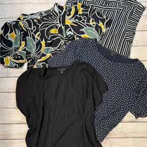 LOT of 3 Ann Taylor Women's Factory Tops - Black, Navy, Multicolor